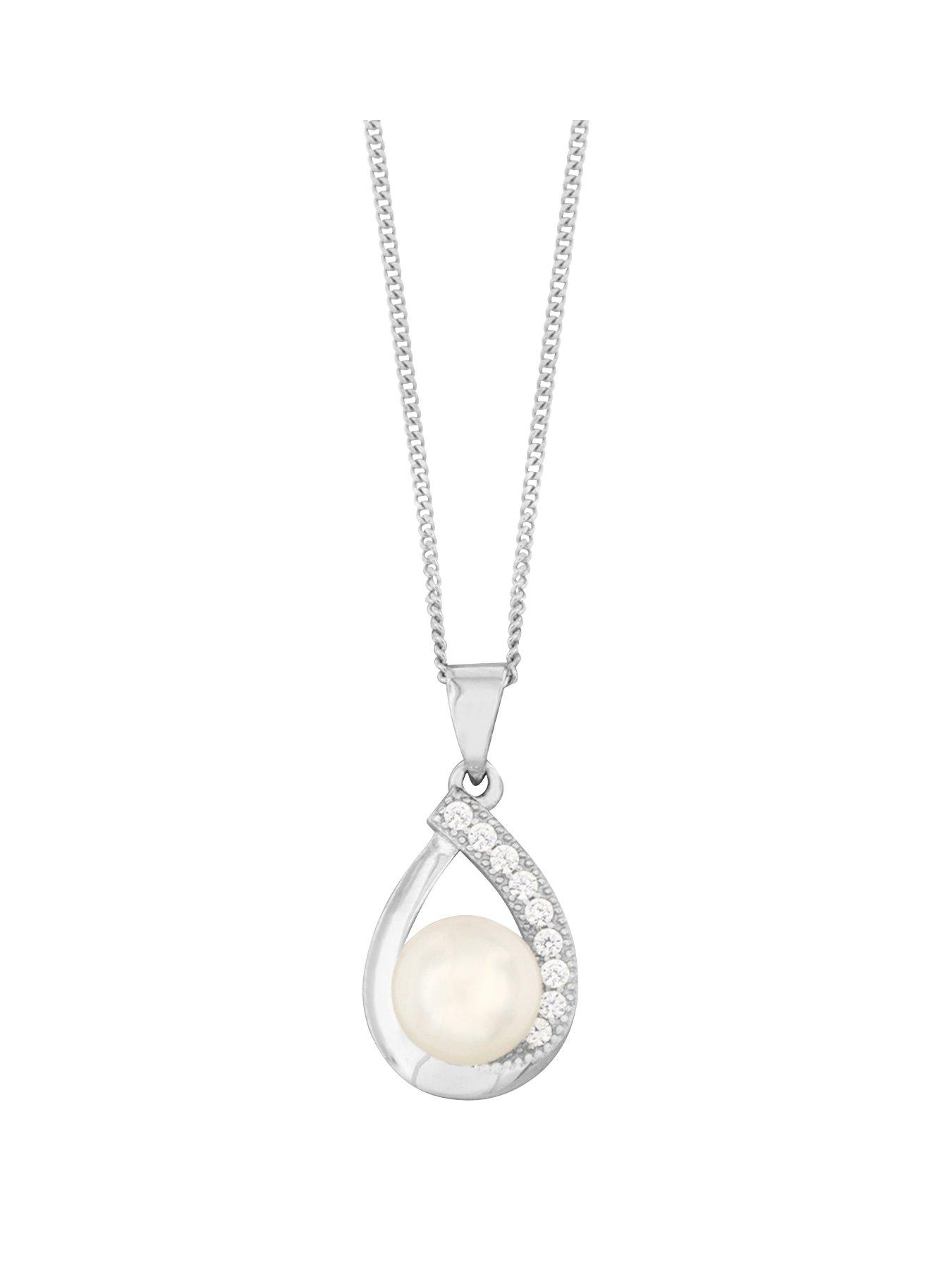 Details about / .925 Sterling Silver Rhodium Plated Clear Diamond Cross Pendant Necklace